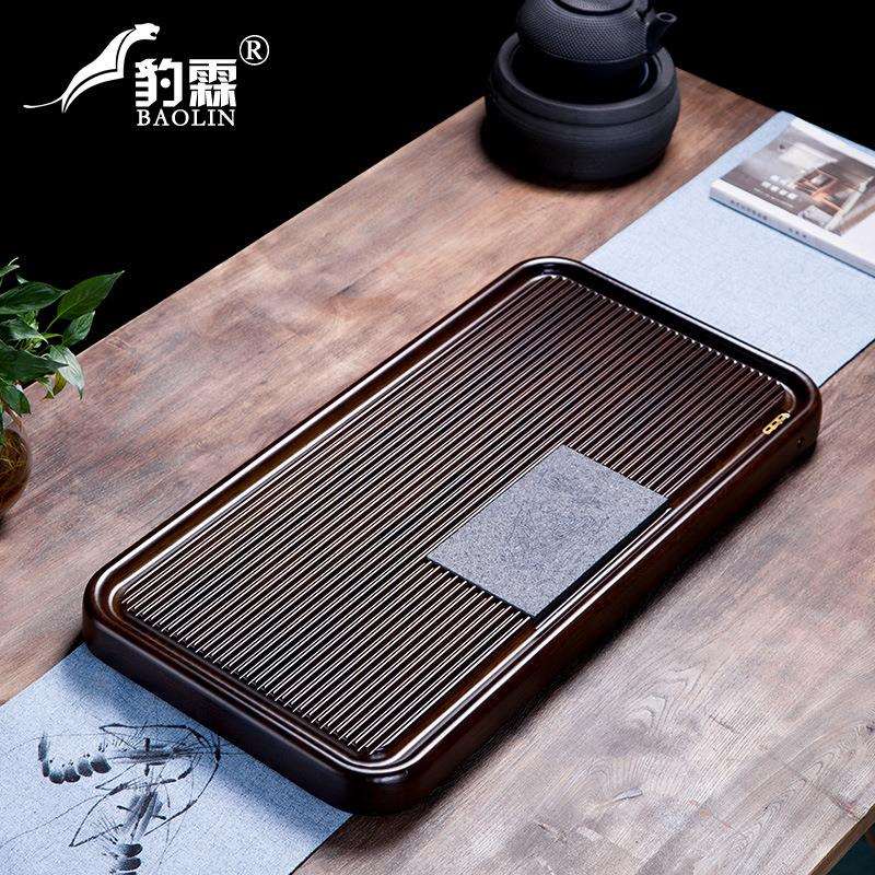竹制排水式重竹茶盘大号家用简约长方形茶具整块托盘小号茶台竹子