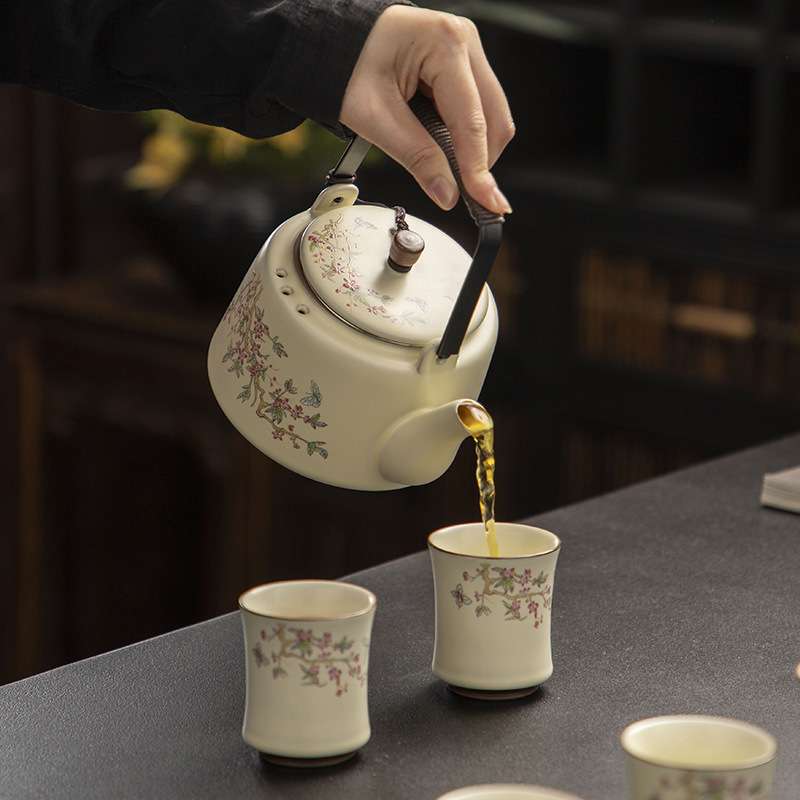 提梁壶陶瓷大容量带过滤茶壶家用凉水壶泡茶功夫套装茶艺茶水分离