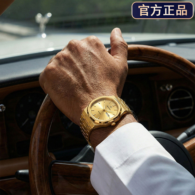 24k全金色鹦鹉螺手表男士全自动机械表商务钢带高端大气腕表防水