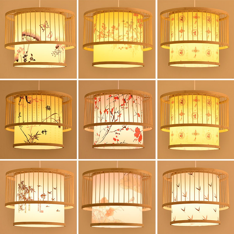 新中式餐厅饭店包间竹编吊灯餐馆火锅店包房包厢茶室茶楼竹艺灯具