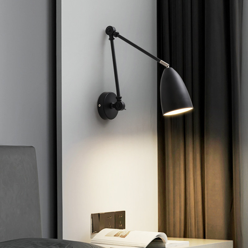 摇臂壁灯酒店灯北欧灯具伸缩长臂书房阅读灯卧室床头长杆墙壁灯