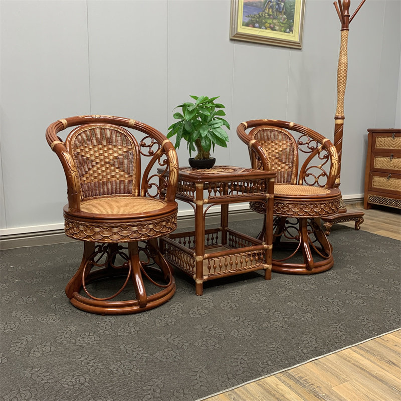 真藤转椅三件套休闲阳台单人客厅靠背滕编椅久坐不累藤椅茶桌组合,住宅家具,阳台椅,淘宝优惠券,粉丝福利购,淘宝优惠卷