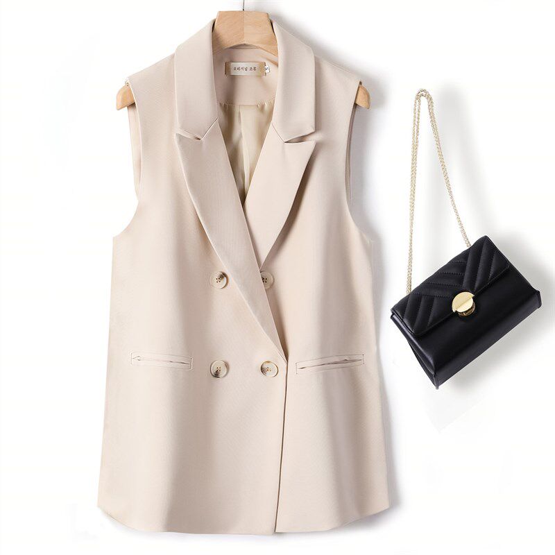 西服马甲女春秋时尚休闲大码设计感背心外搭时尚气质西装马夹外套