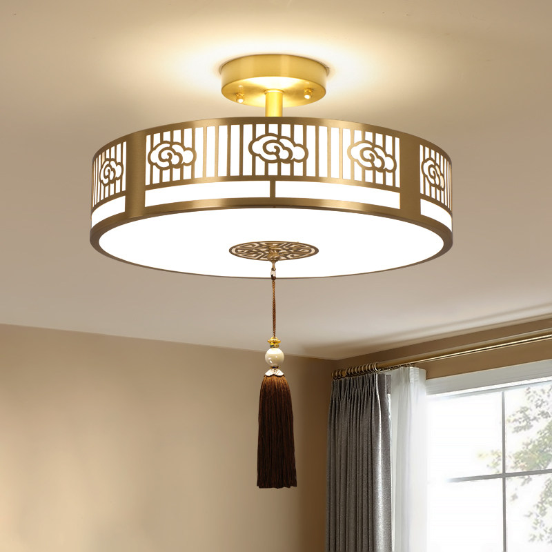 新中式吊灯全铜卧室吸顶灯中国风轻奢入户玄关小吊灯饭厅客厅灯具