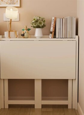 女童房间窗前写字台纯实木书桌白色成人家用可折叠折贴小桌子1米