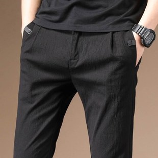 九分裤 薄款 修身 小脚男士 子宽松紧腰百搭纯棉夏天 男裤 休闲长裤 夏季