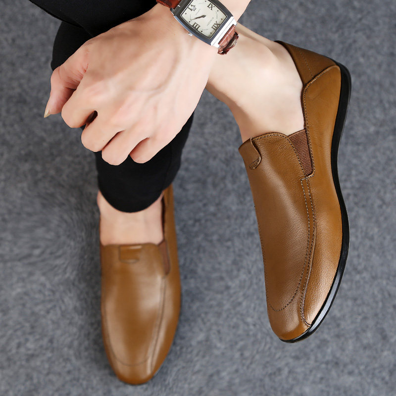 春季棕色套脚豆豆鞋男鞋真皮商务皮鞋小码36 37特大码45 46 47码,流行男鞋,休闲皮鞋,淘宝优惠券,粉丝福利购,淘宝优惠卷