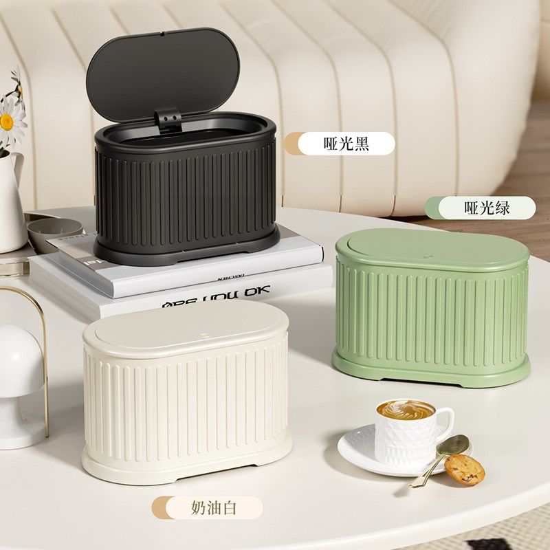 桌面垃圾桶家用2023新款不锈钢厨房高颜值客厅卧室轻奢办公室桌上