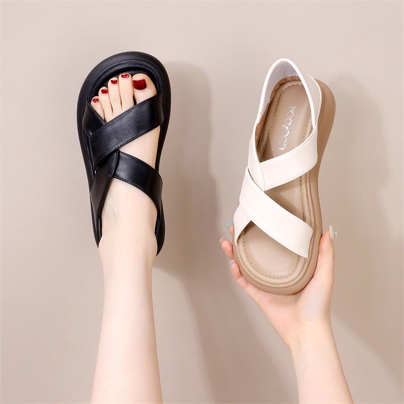 平底包跟凉鞋女2024夏季新款软底运动不累脚休闲配裙沙滩鞋大码41