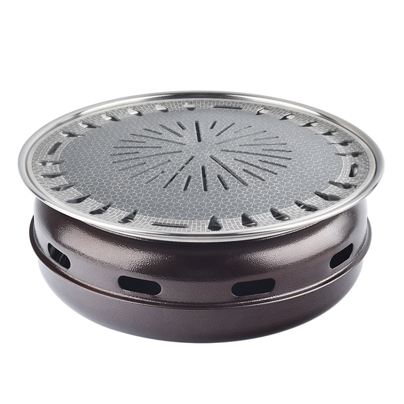 无烟烧烤炉商用炭烤炉圆形家用不粘烤肉炉大号煎肉锅木炭烧烤架