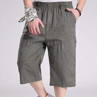 沙滩裤 全棉七分裤 中老年爸爸装 中腰短裤 男士 宽松休闲裤 夏季