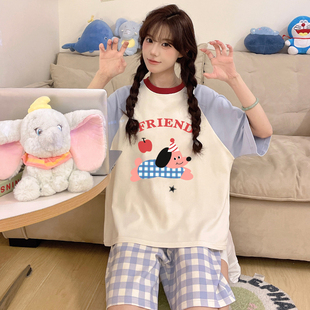 腊肠狗睡衣女款夏季2025新款短袖两件套装可爱卡通家居服外穿夏天