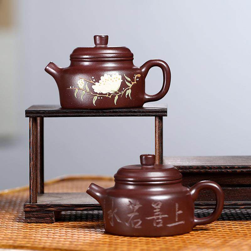 宜紫兴绘砂壶纯手工茶具原紫矿砂小容量德钟壶1泥绘刻两款