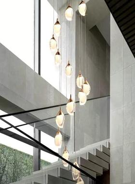 轻奢代挑空别客厅大墅吊灯楼梯灯长灯吊灯复式楼大吊MC274202现2