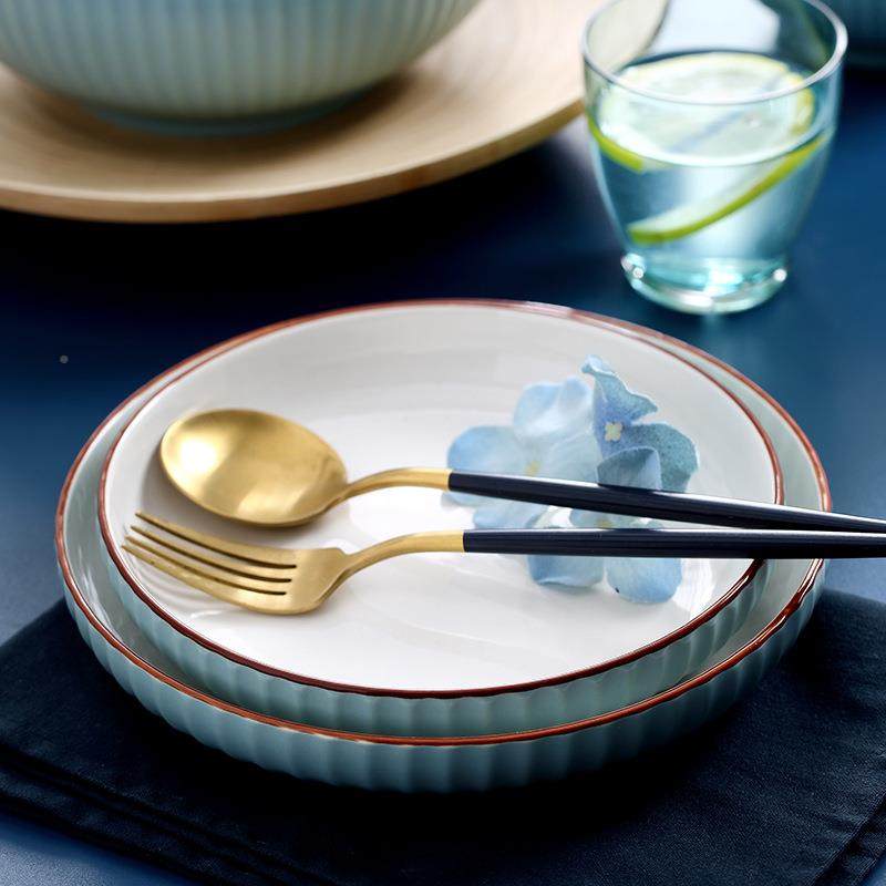 盘子菜盘意网红家用长方形面牛排创西QGE北餐具欧ins风意蒸鱼盘凌