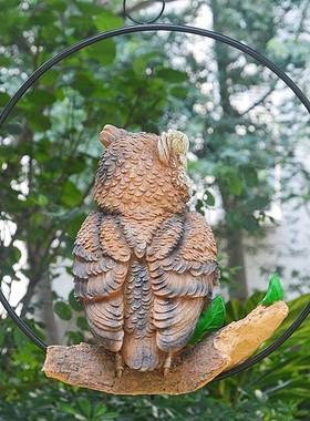 花园庭院大铁圈猫阳台装饰别品墅民宿造景铁头件圈猫鹰挂饰树上挂