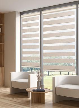 双层防卫水遮光卷帘窗帘厅室浴室生JAAX-防客间书房办公室柔纱帘