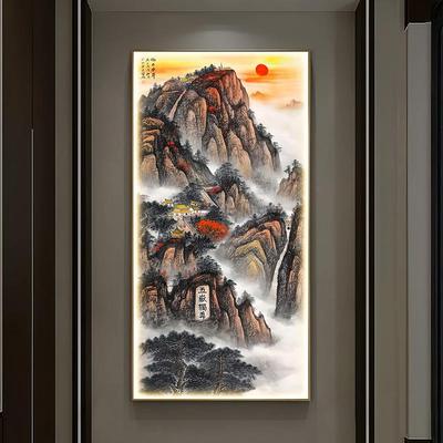 泰日出玄关装饰画XG-泰山靠走山无水廊过道竖版客挂画厅高级感灯