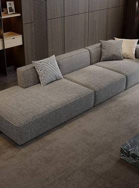 意式现轻奢极简棉客厅沙家麻用代大小户型直排75408贵妃位豆腐块