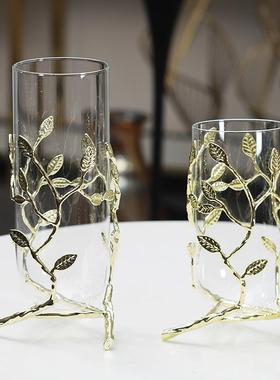 现代金属璃柜4109花瓶轻玻奢风格色餐桌玄关金电视后插花摆件