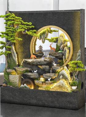 LCN公水幕假墙流水屏风办室内外隔断公司背景庭院鱼池喷山泉景观