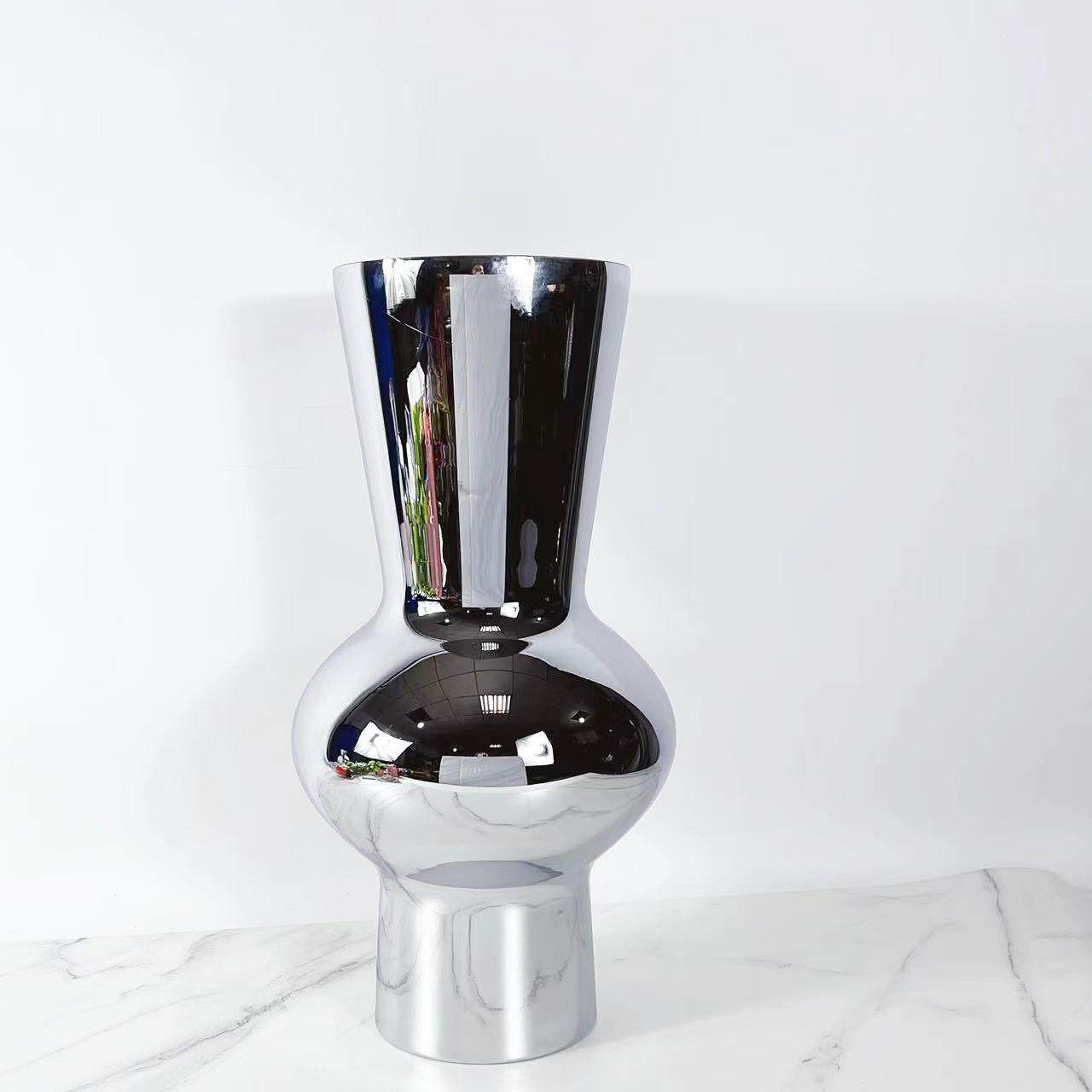 欧式现代简约玻璃镀银色花器花瓶摆件样板房售楼处软装饰品,家居饰品,装饰摆件,淘宝优惠券,粉丝福利购,淘宝优惠卷