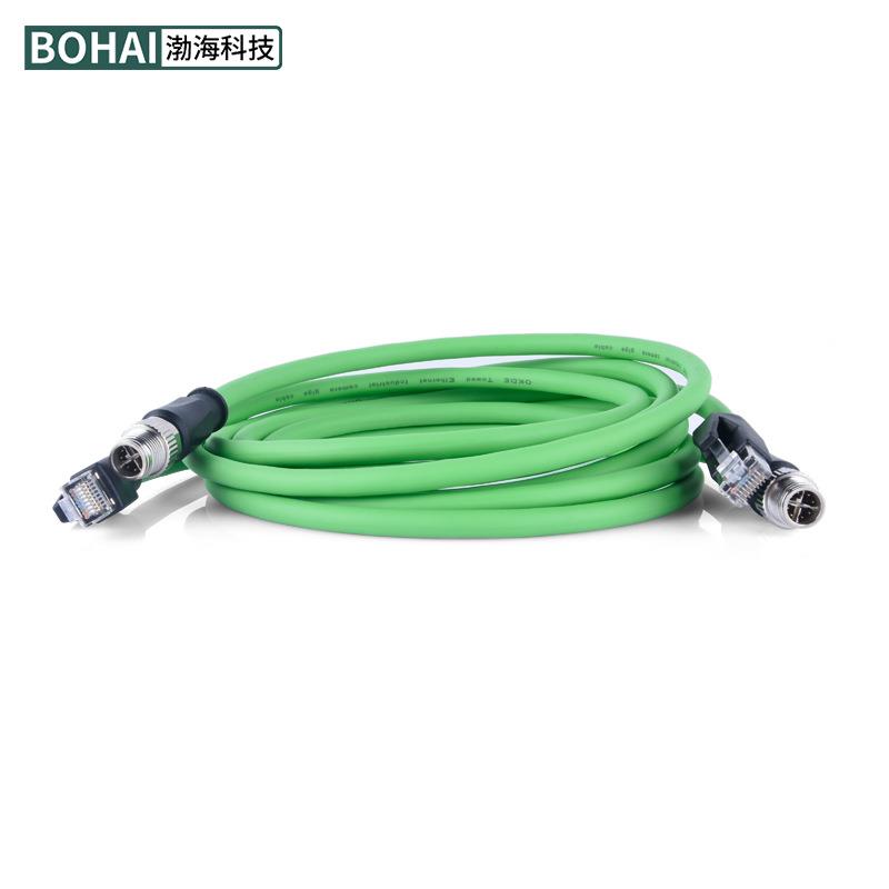 M12转RJ45圆型连接器 X芯8针工业编码相机以太网直头防水航空接头