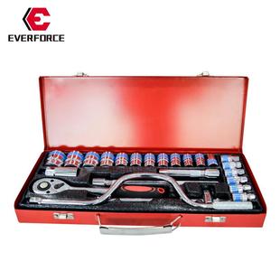 24件套筒套装随车工具箱手动扳手棘轮重型维修组合修车随车工具箱