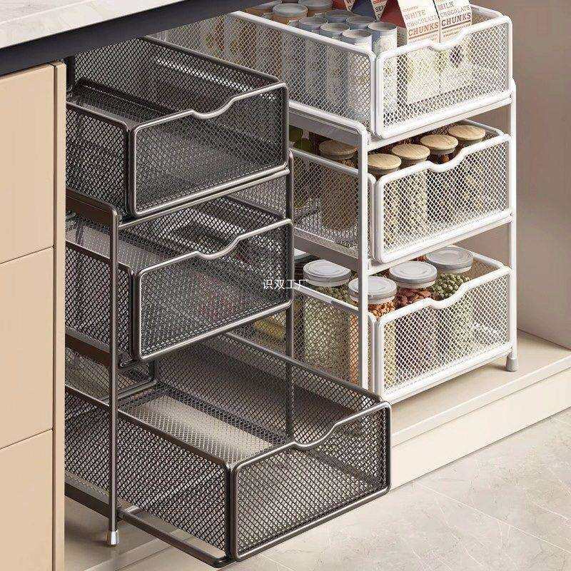 内加深多功能置物架橱柜抽拉式抽屉水槽收纳架柜内下多层拉篮厨房