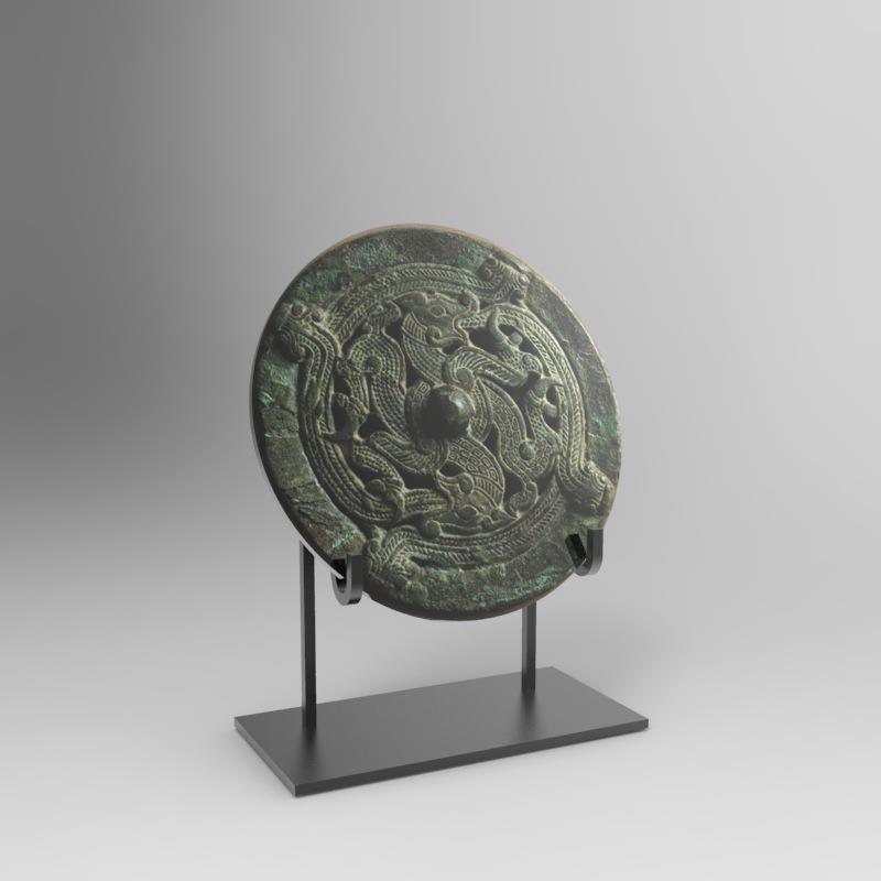 铜镜展示架青铜镜铁支架古玩玉璧赏盘铁艺盘子架