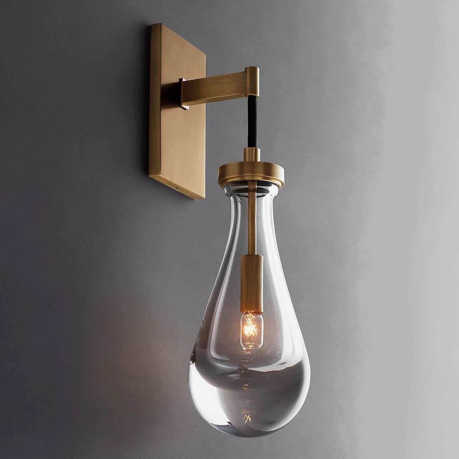 美式RH复古轻奢别墅楼梯客厅出口灯具新款式水晶壁灯公寓古铜色