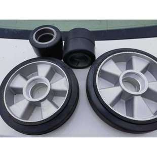 叉车1850地牛轮无噪音铝芯轮毂橡胶轮7080橡胶轮204轴承孔
