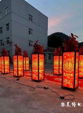 结婚中式灯箱道具喜结良缘路引新中式婚庆婚礼发光婚庆公司布置