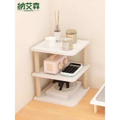 桌面置物架转角办公桌上三角迷你分层架简易木质拐角书桌收纳架子
