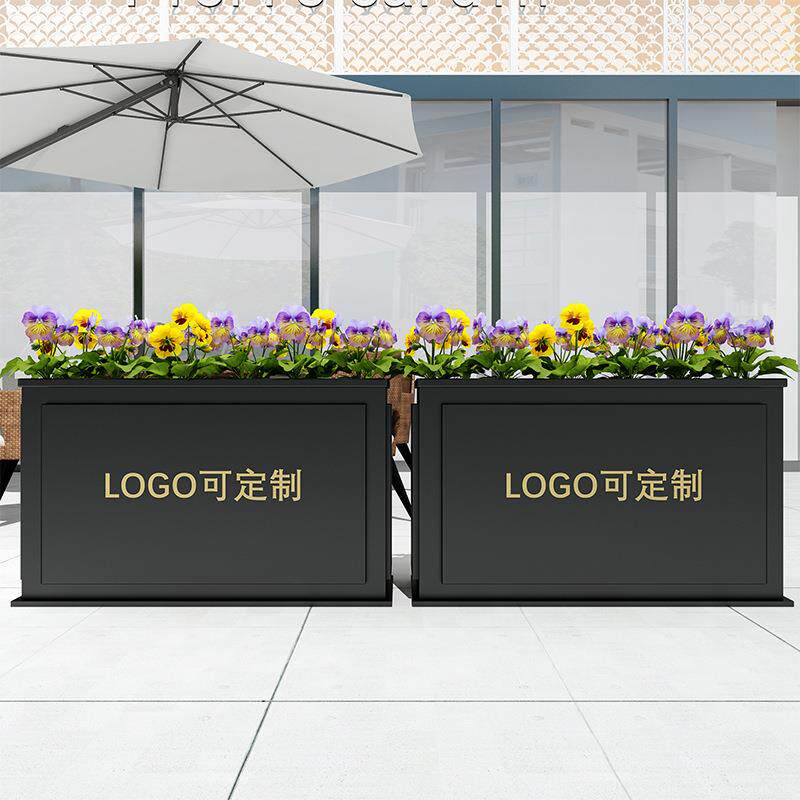 不锈钢户外花箱组合长方形隔断铁艺花盆广场售楼部庭院种植花槽架