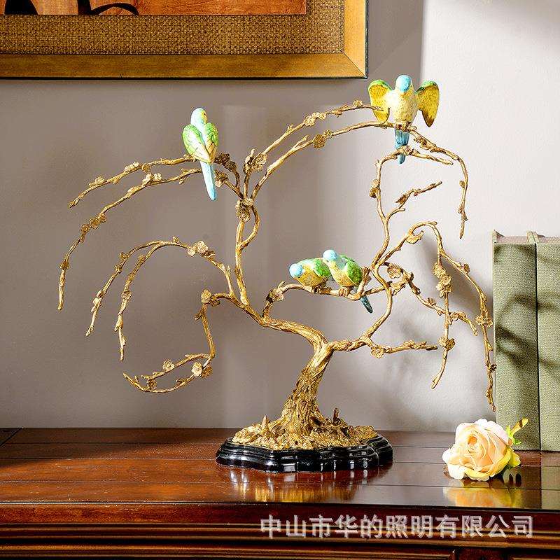 陶瓷配铜电视柜玄关壁炉装饰烛台 美式家居高端别墅样板间摆件