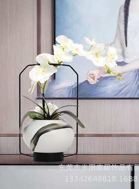 仿真花蝴蝶兰盆栽摆件假花绢花室内装饰花新中式客厅餐桌摆设花艺