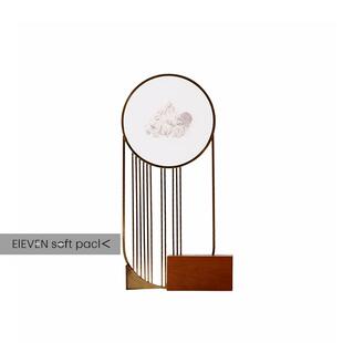 新中式桌面金属屏风艺术线条摆件样板间售楼处酒店玄关客厅装饰品