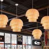 新中式 餐竹艺吊灯饮店餐馆灯具饭店创意餐厅客厅茶室灯简约竹编灯