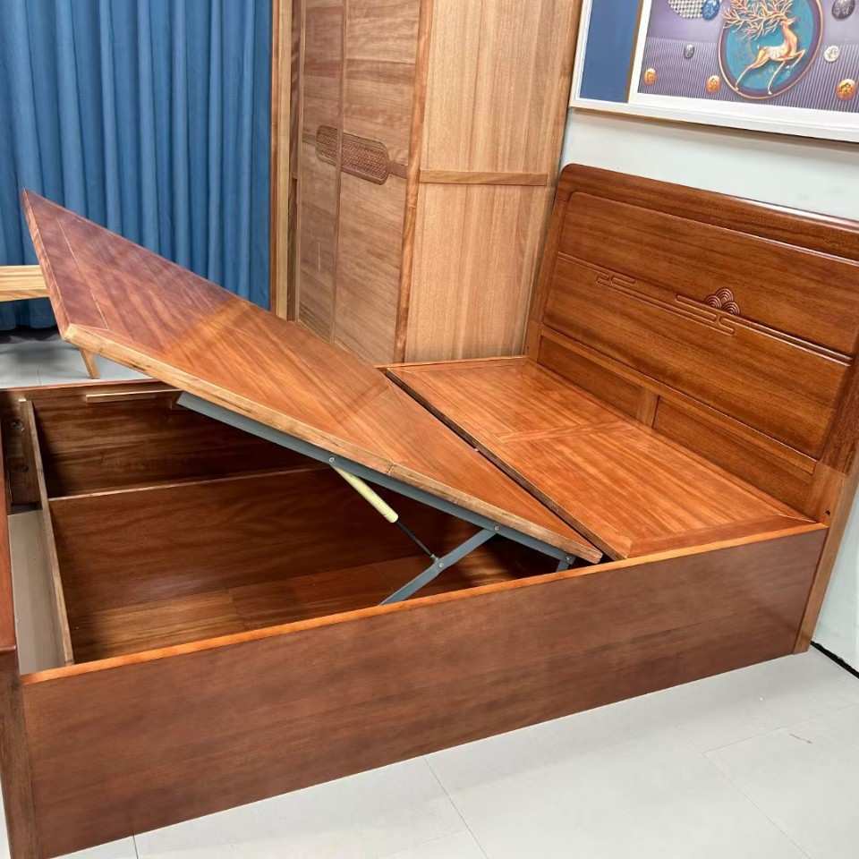 格木实木床1.8米双人1.5米新中式家用主卧大环保全实木