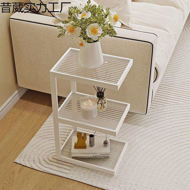 客厅沙发边几奶油风玻璃角几家用落地置物架极窄床头柜床边置物架,电子元器件市场,其它元器件,淘宝优惠券,粉丝福利购,淘宝优惠卷