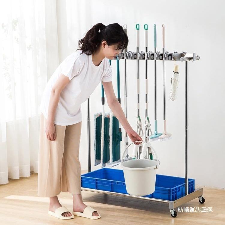 移动落地式拖把架不锈钢置物架户外扫把架扫把固定架拖把夹墩布架