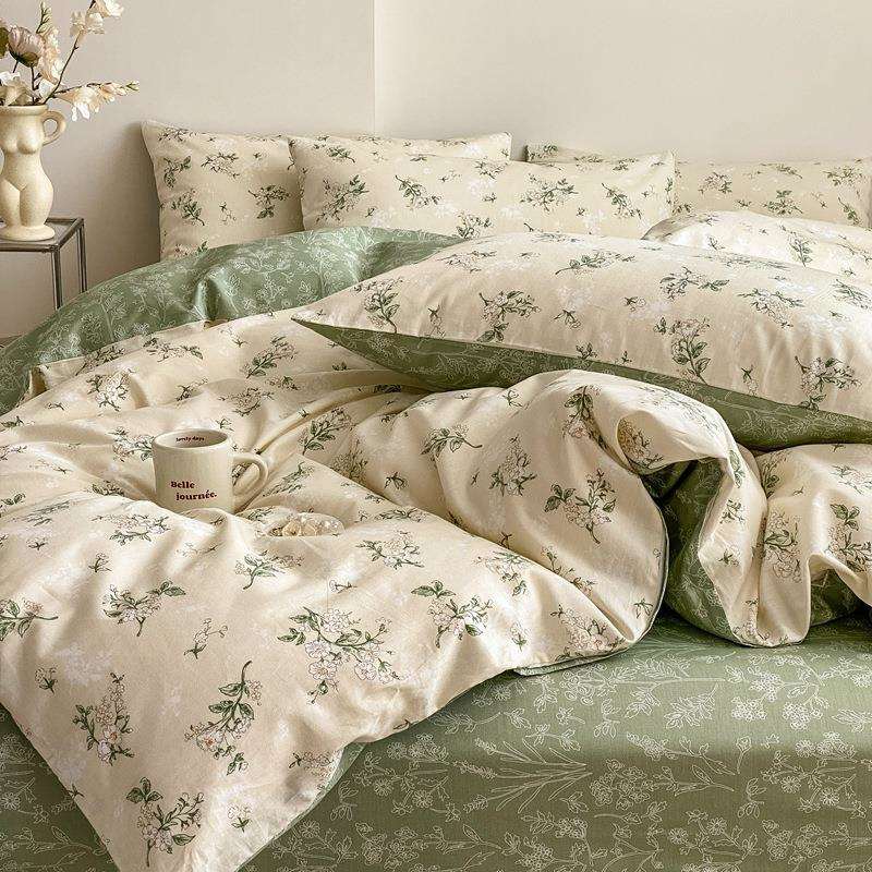 小清新纯棉四件套40支全棉床上用品四件套床单床笠被套枕头套