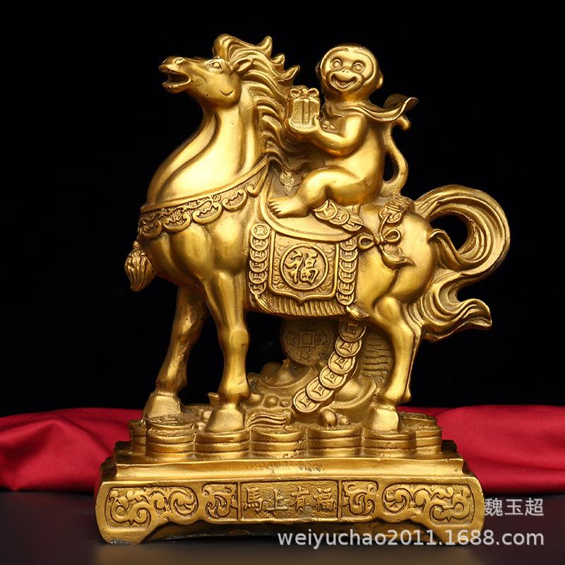 马上封侯摆件纯铜马上有福铜猴马上有钱工艺品客厅家居装饰品