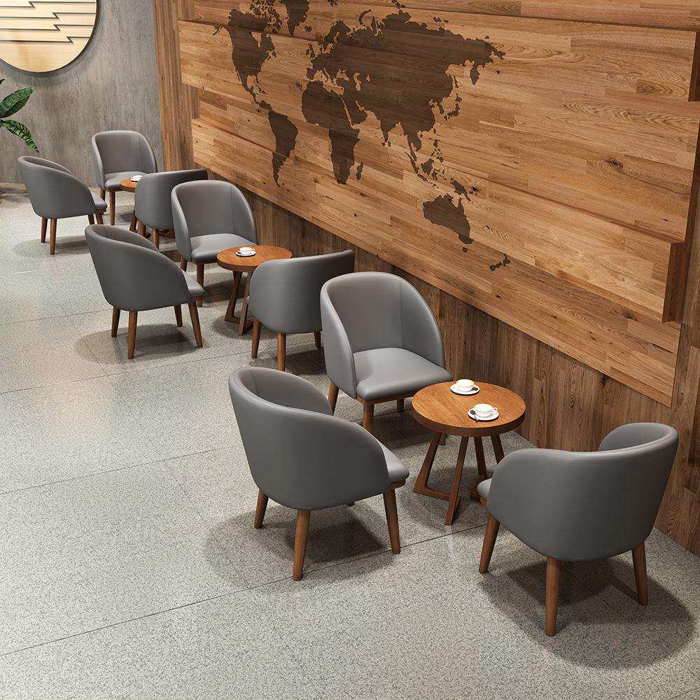 休闲吧书吧咖啡馆桌椅 简约实木商用漫咖啡家具会客洽谈桌椅组合