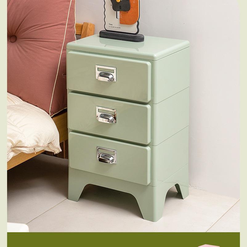 复古三斗柜卧室复古床头柜客厅沙发边柜金属抽屉储物柜收纳柜