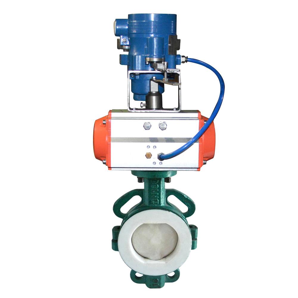 自控阀门气动衬氟切断(调节)蝶阀D641F46气动衬氟法兰调节型蝶阀