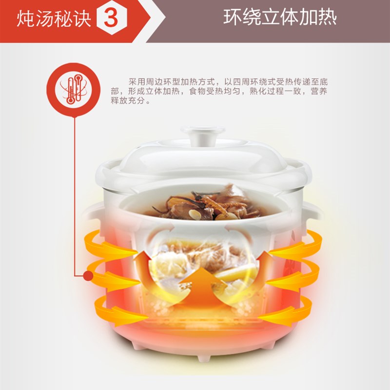 天际迷你白瓷电炖锅炖之宝 宝宝煮粥锅煲汤锅0.6L-3L陶瓷辅食