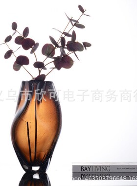 现代轻奢玻璃花瓶摆件玄关茶几电视柜样板房软装家居装饰品花器