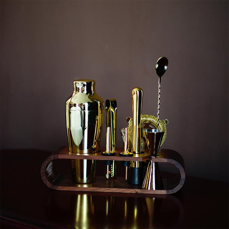 美式爵士黑调酒器套装木架